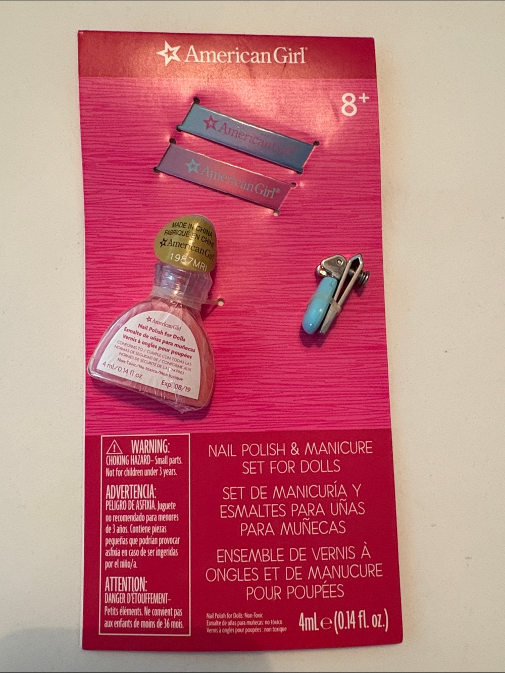 American Girl Doll Nail Polish & Manicure Set Pink Blue